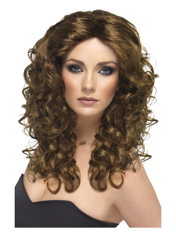 Glamour Wig, Brown, Long, Curly