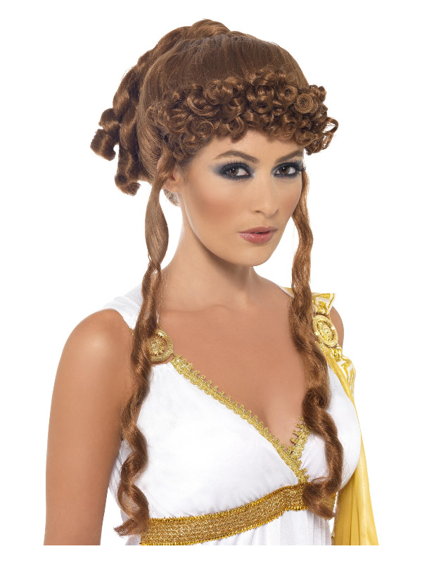 Helen of Troy Wig, Brown, with Curls