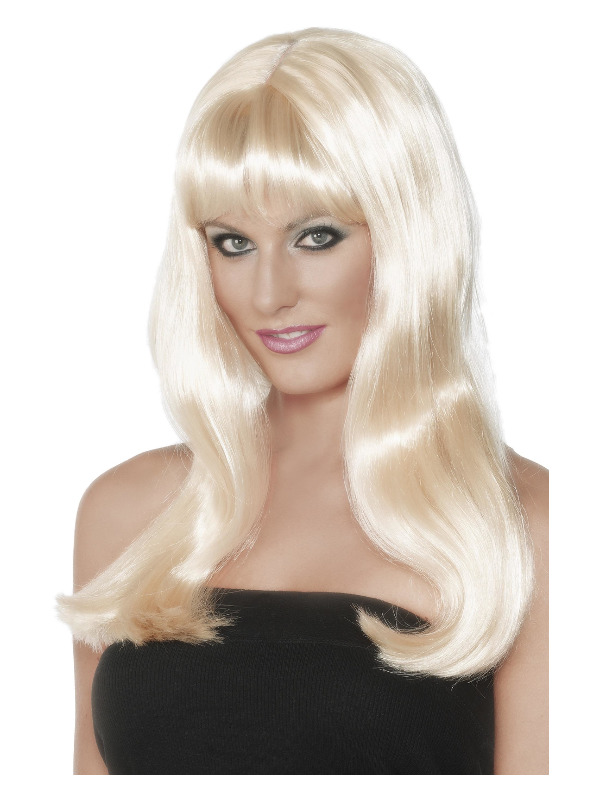 Mystique Wig, Blonde, Long with Fringe and Skin Parting