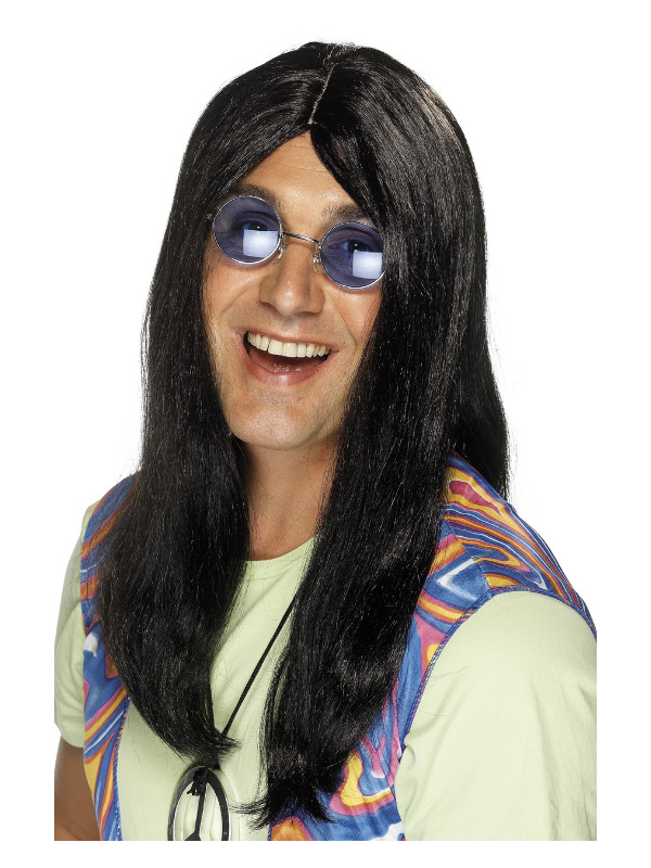 Neil Hippy Wig, Black, with Side Parting