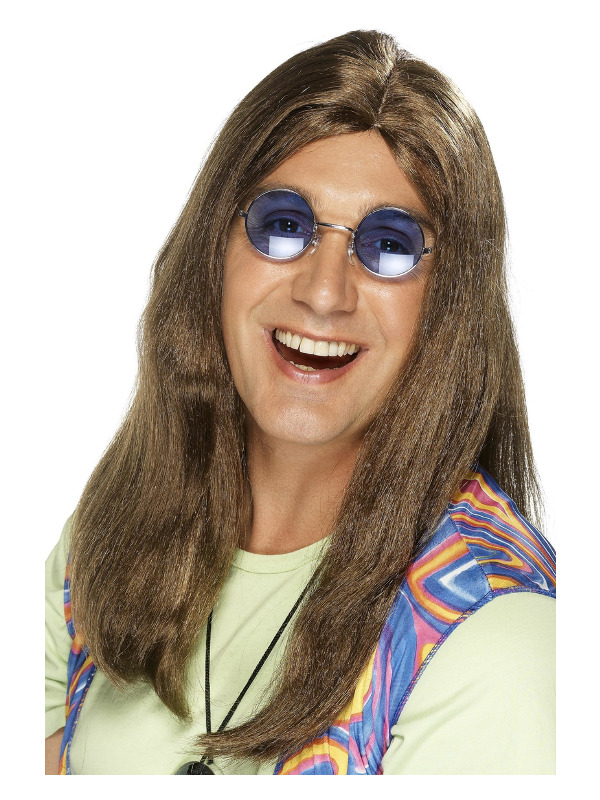Neil Hippy Wig, Brown, with Side Parting