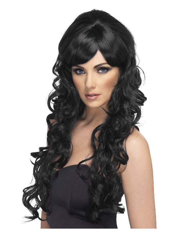Pop Starlet Wig, Black, Long and Curly