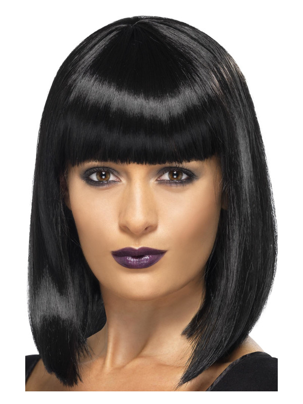 R'n'B Star Wig, Black, Short, Blunt Cut Bob with Fringe