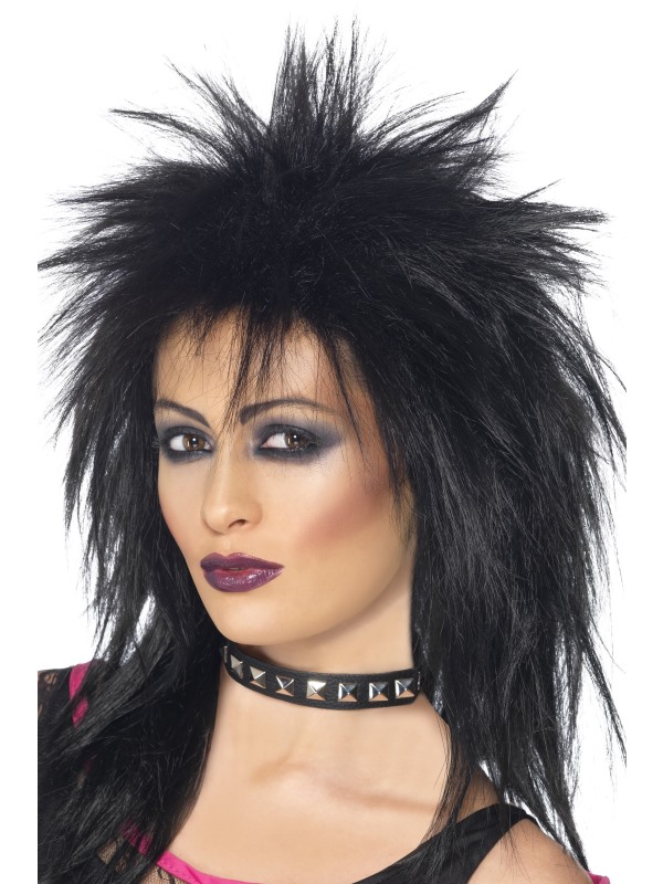 Rock Diva Wig, Black, Long Mullet