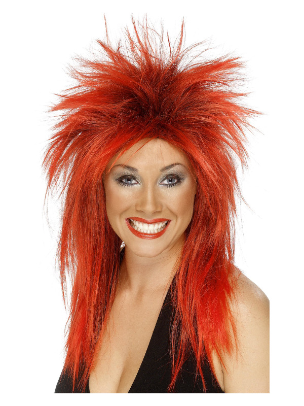 Rock Diva Wig, Red, Long Mullet