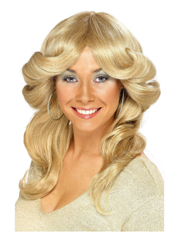 70s Flick Wig, Blonde, Long, Wavy & Layered