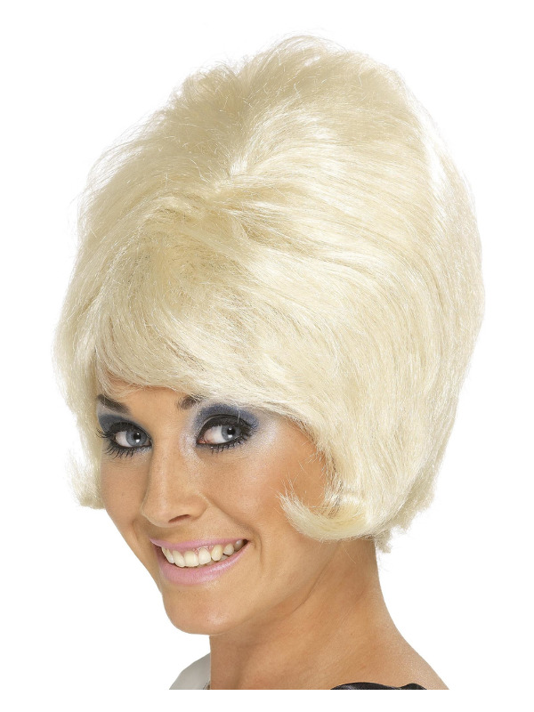 60s Beehive Wig, Blonde, Short