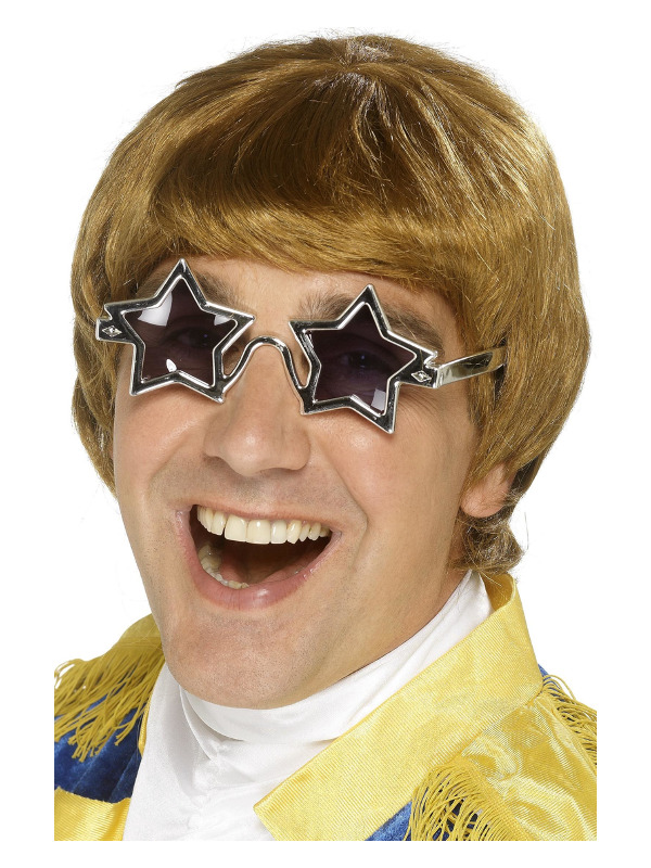 70's Star Man Wig & Glasses Set, Brown