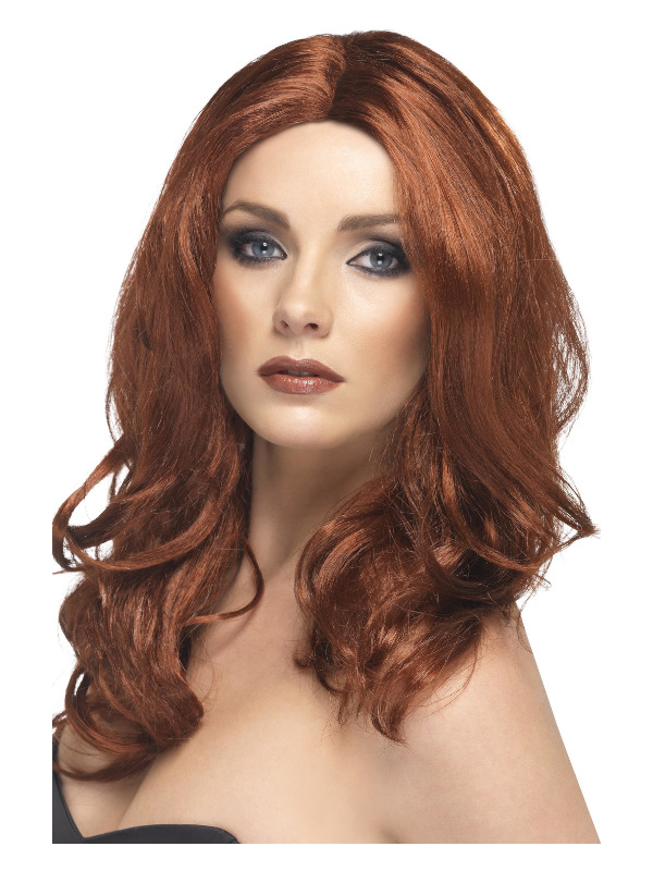 Superstar Wig, Auburn, Long, Wavy, with Skin Parting