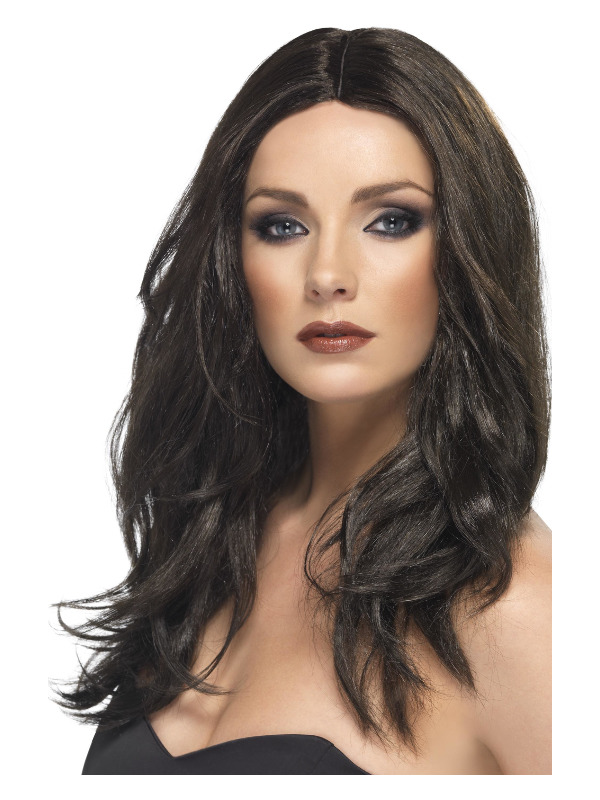 Superstar Wig, Dark Brown, Long, Wavy, with Skin Parting