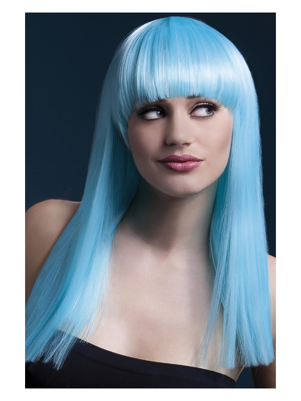 Fever Alexia Wig, Neon Aqua, Long Blunt Cut with Fringe, 48cm / 19in