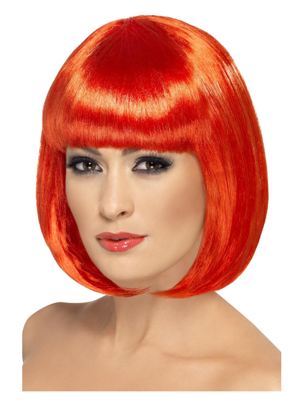 Partyrama Wig, 12 inch, Red, Short Bob with Fringe
