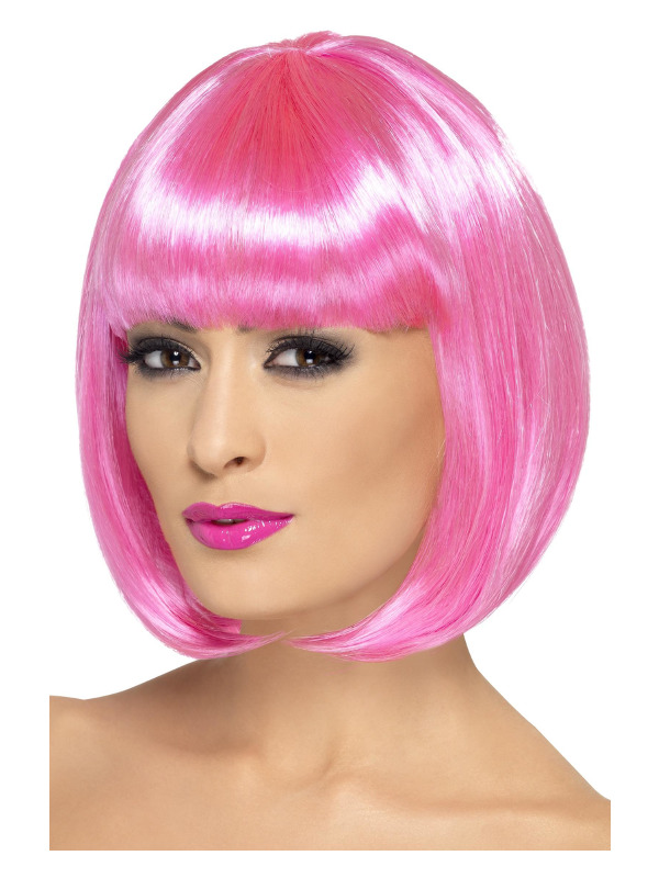 Partyrama Wig, 12 inch, Pink, Short Bob with Fringe