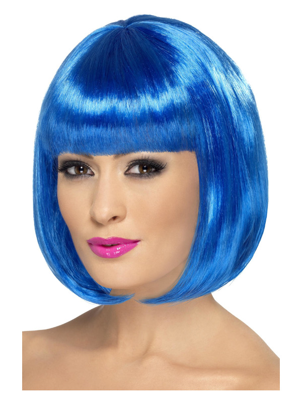 Partyrama Wig, 12 inch, Blue, Short Bob with Fringe