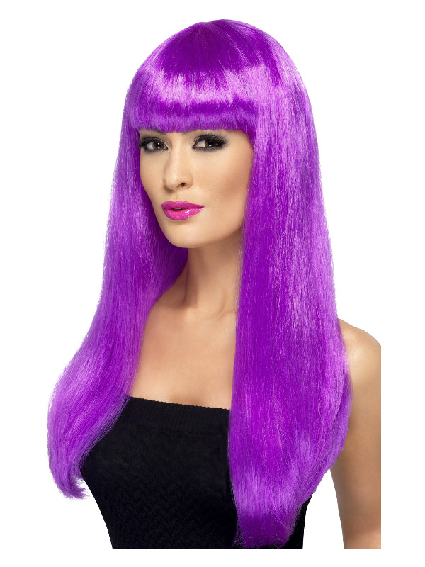 Babelicious Wig, Purple, Long, Straight with Fringe