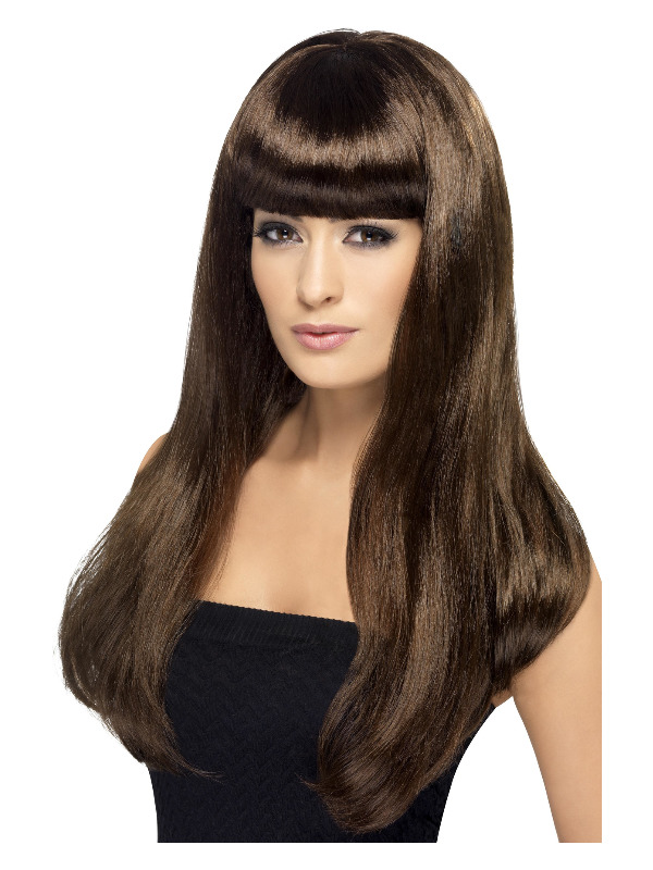 Babelicious Wig, Brown, Long, Straight with Fringe