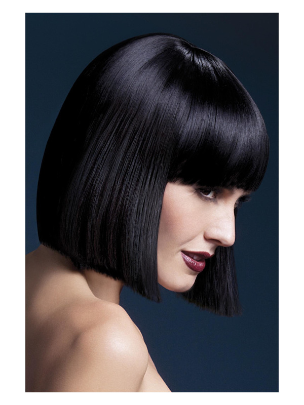 Fever Lola Wig, Black, Blunt Cut Bob with Fringe, 30cm / 12in