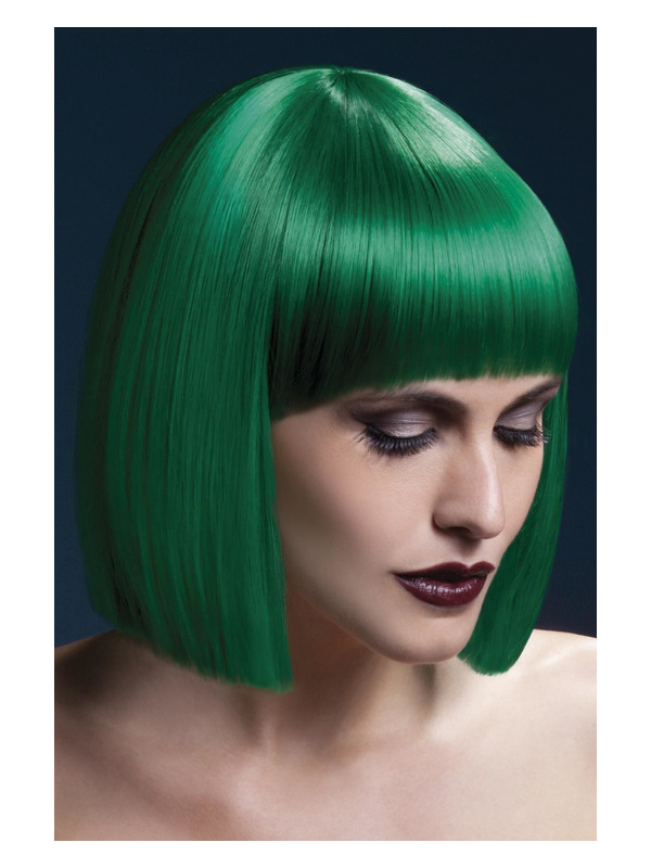 Fever Lola Wig, Green, Blunt Cut Bob with Fringe, 30cm / 12in