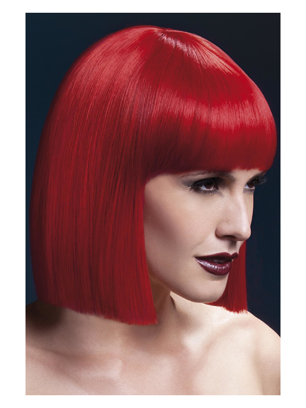 Fever Lola Wig, Red, Blunt Cut Bob with Fringe, 30cm / 12in