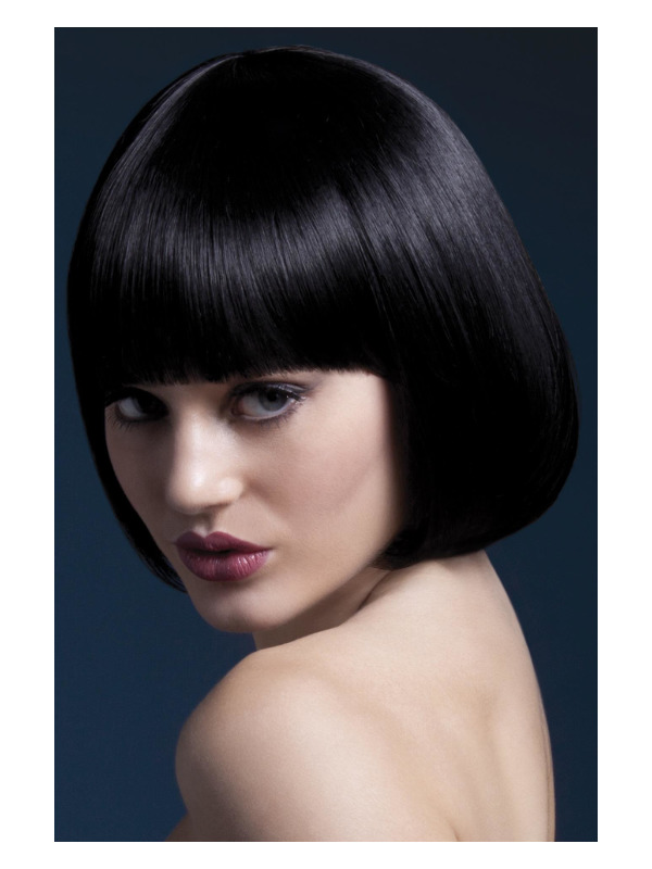 Fever Mia Wig, Black, Short Bob with Fringe, 25cm / 10in