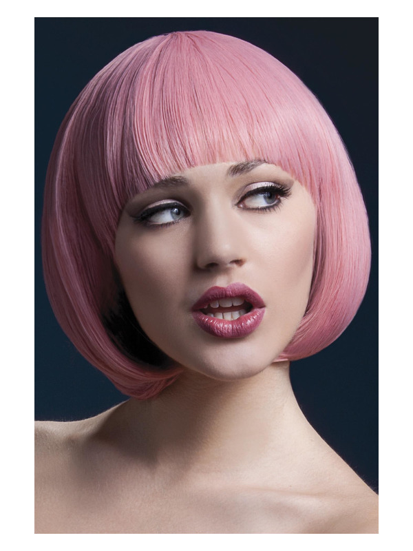Fever Mia Wig, Pastel Pink, Short Bob with Fringe, 25cm / 10in