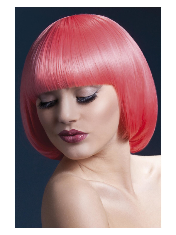 Fever Mia Wig, Pastel Coral, Short Bob with Fringe, 10inch/25cm