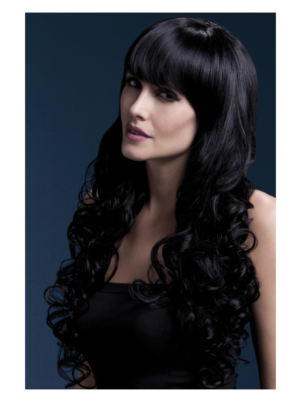 Fever Isabelle Wig, Black, Long Soft Curl with Fringe, 66cm / 26in