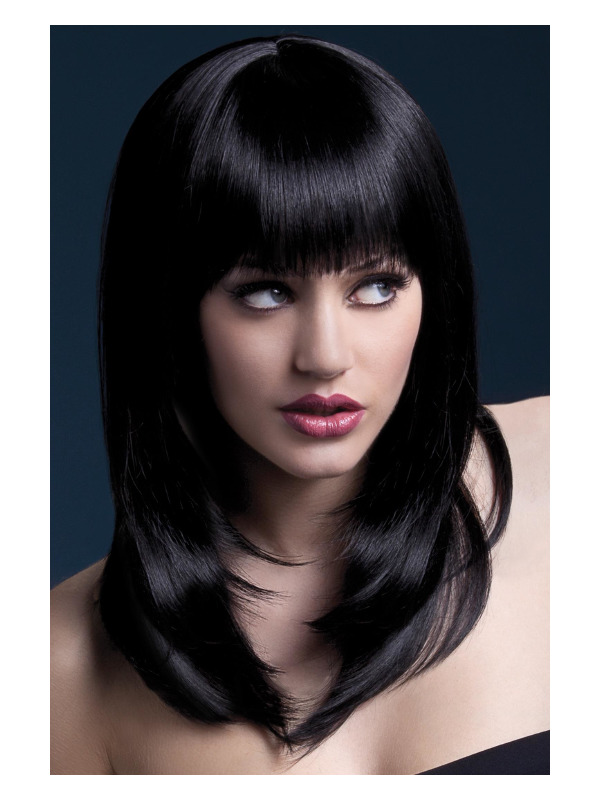 Fever Tanja Wig, Black, Feathered Cut with Fringe, 48cm / 19in