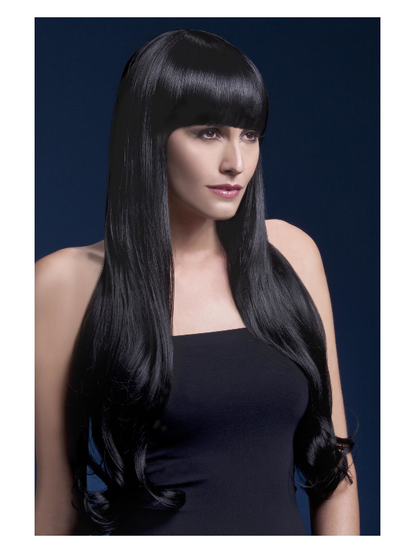 Fever Bella Wig, Black, Natural Wave with Fringe, 28inch/71cm