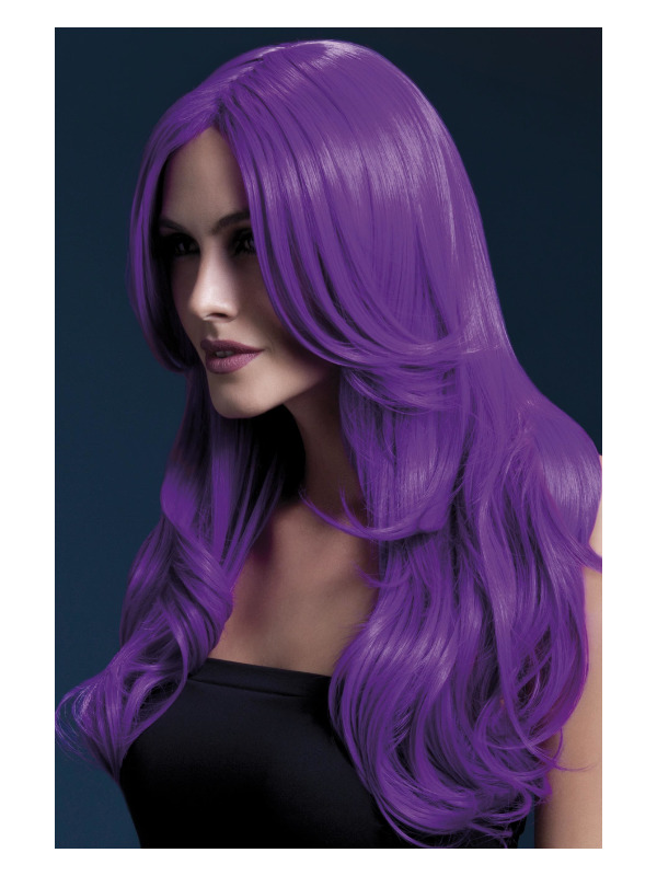 Fever Khloe Wig, Neon Purple, Long Wave with Centre Parting, 66cm / 26in