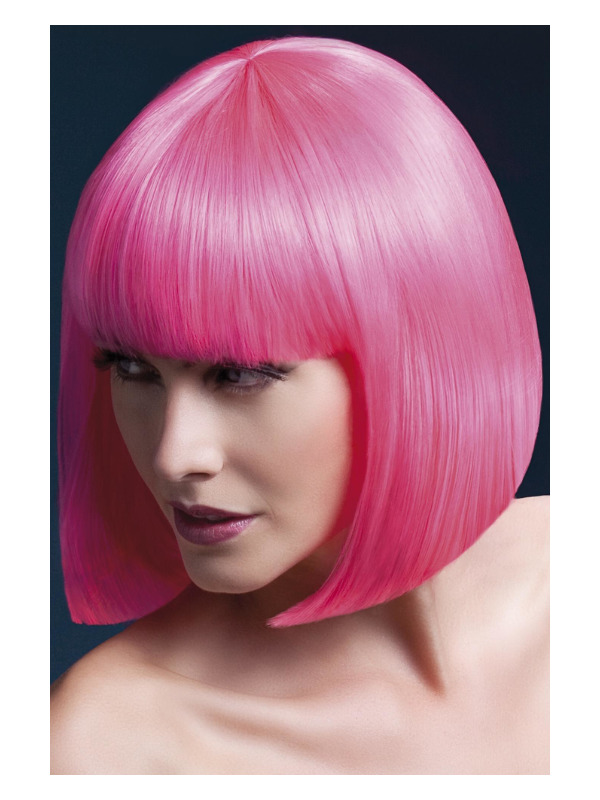 Fever Elise Wig, Neon Pink, Sleek Bob with Fringe, 33cm / 13in