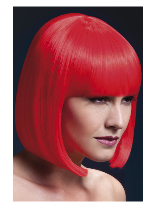 Fever Elise Wig, Neon Red, Sleek Bob with Fringe, 33cm / 13in