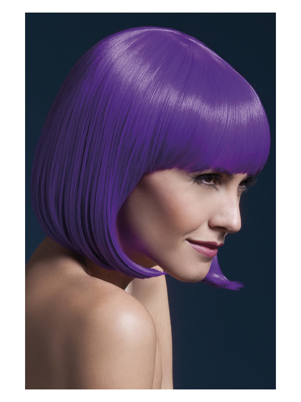 Fever Elise Wig, Neon Purple, Sleek Bob with Fringe, 33cm / 13in