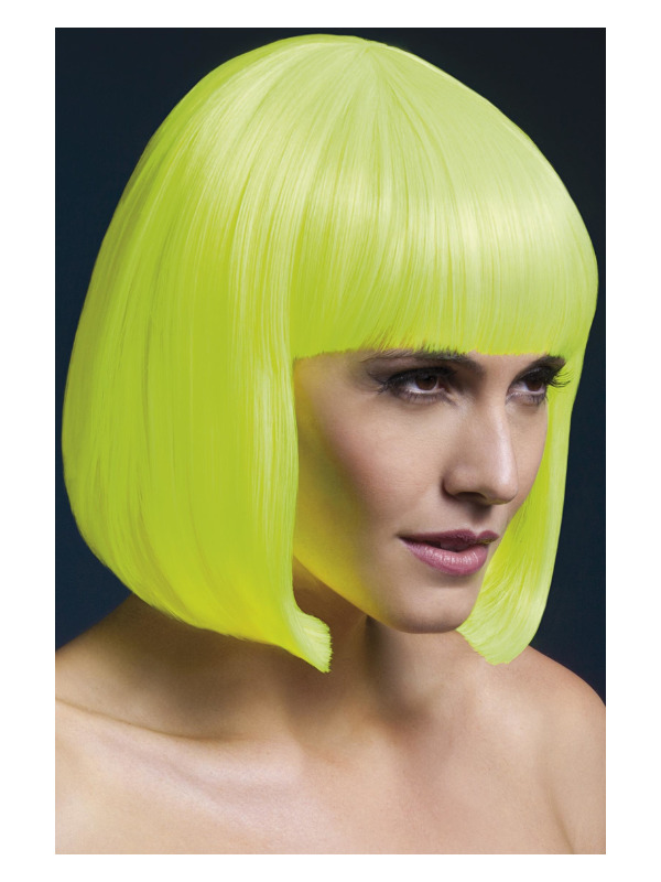 Fever Elise Wig, Neon Yellow, Sleek Bob with Fringe, 33cm / 13in