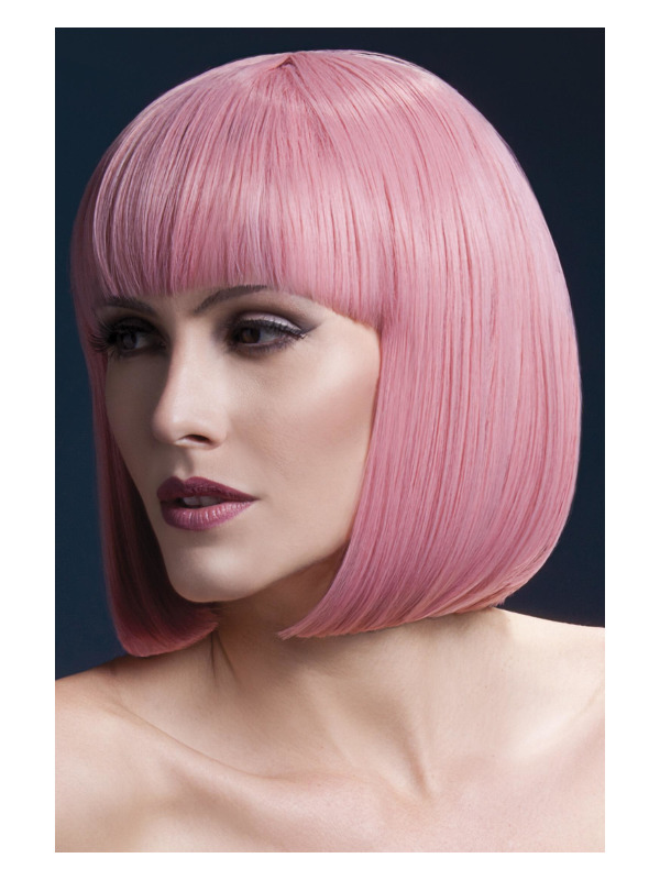 Fever Elise Wig, Pastel Pink, Sleek Bob with Fringe, 33cm / 13in