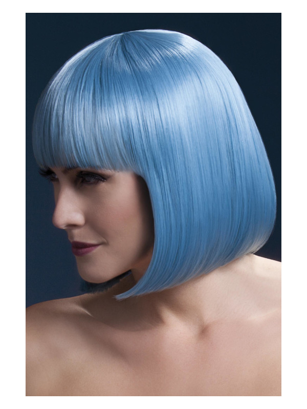 Fever Elise Wig, Pastel Blue, Sleek Bob with Fringe, 33cm / 13in