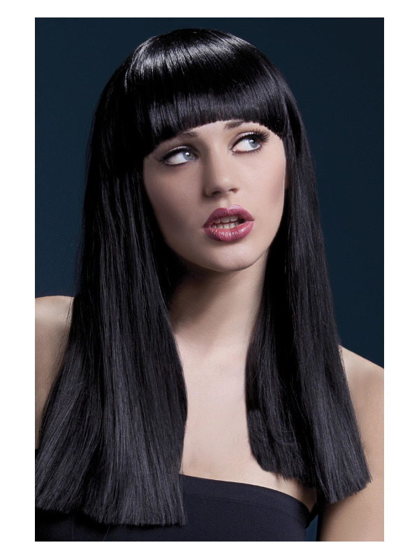 Fever Alexia Wig, Black, Long Blunt Cut with Fringe, 48cm / 19in