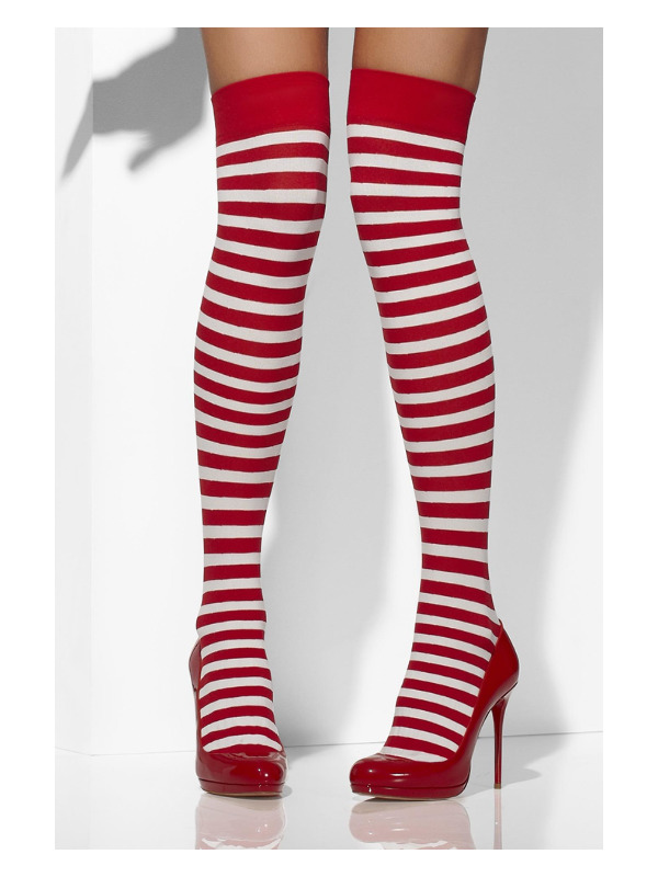 Opaque Hold-Ups, Red & White, Striped