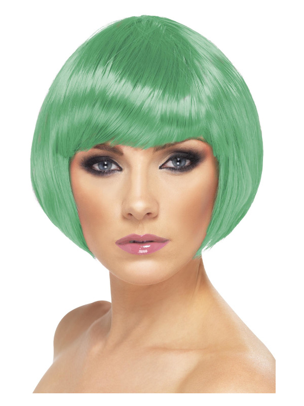 Babe Wig, Dark Green, Short Bob with Fringe