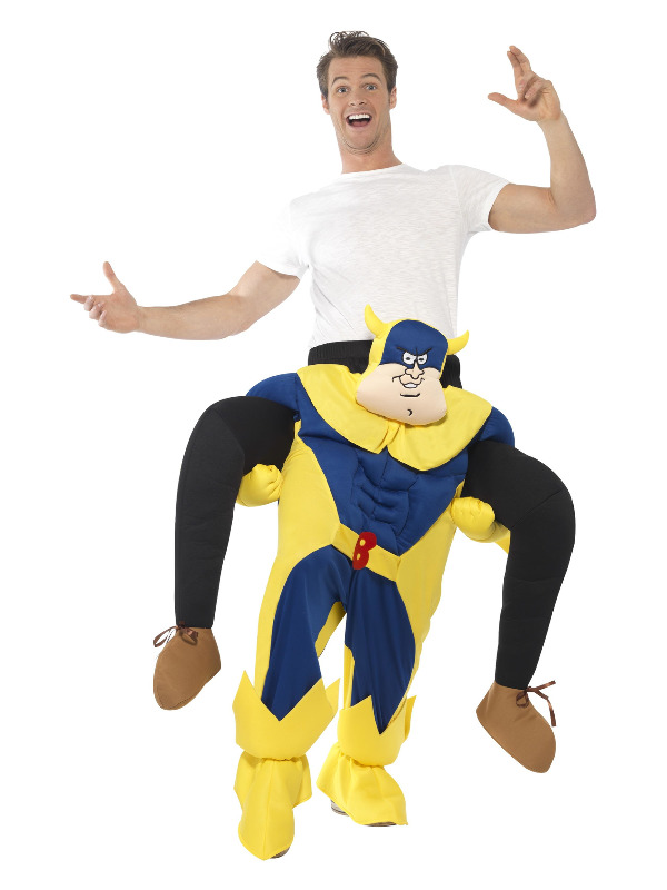 Bananaman Piggy Back Costume, Blue, One Piece Suit with Mock Legs