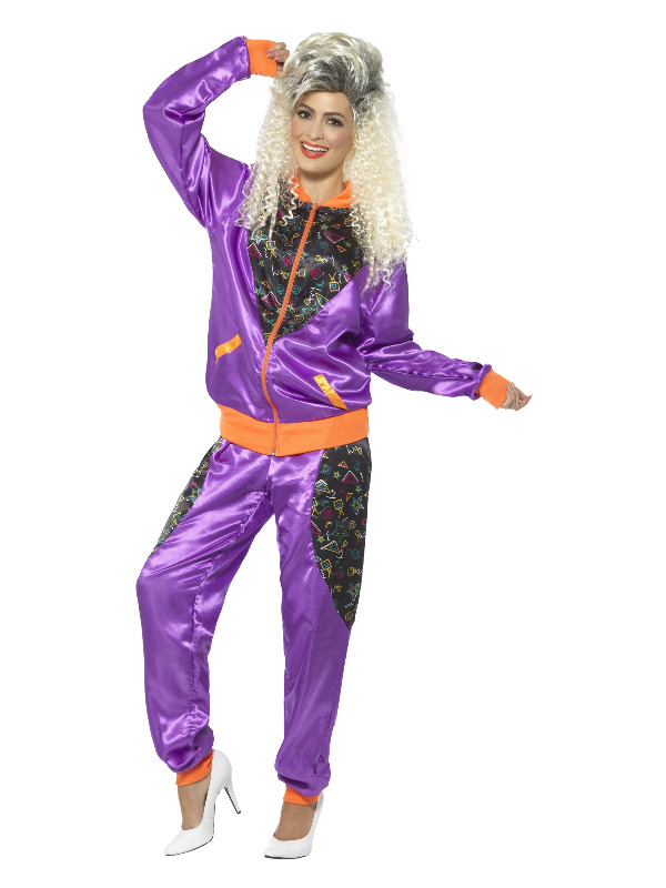 Retro Shell Suit Costume, Ladies, Purple