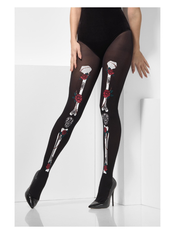 Opaque Day of the Dead Tights, Black