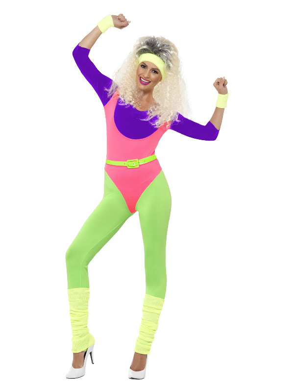 80s Work Out Costume, with Jumpsuit, Neon