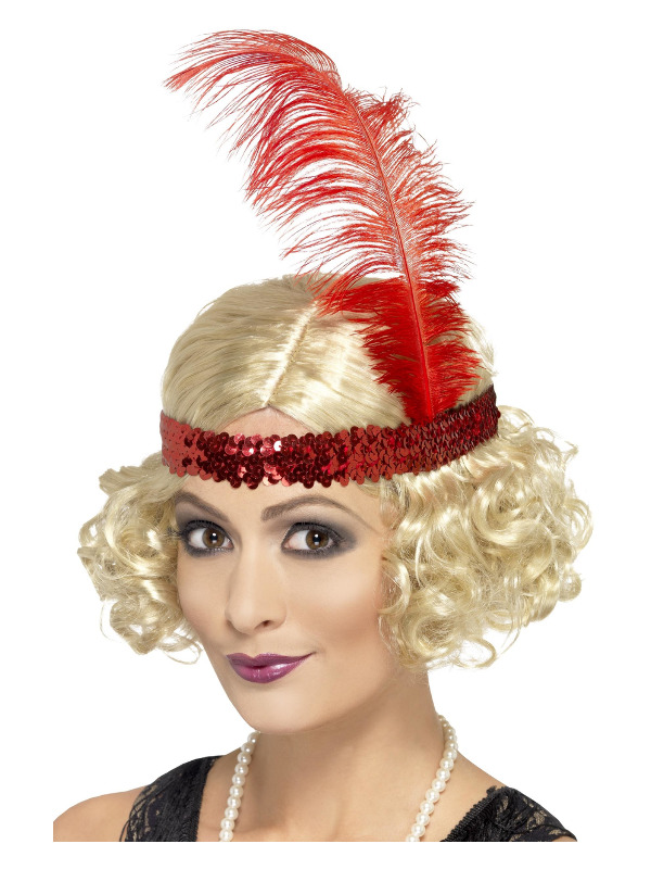 Charleston Wig, Blonde, Curly with Sequin Headband