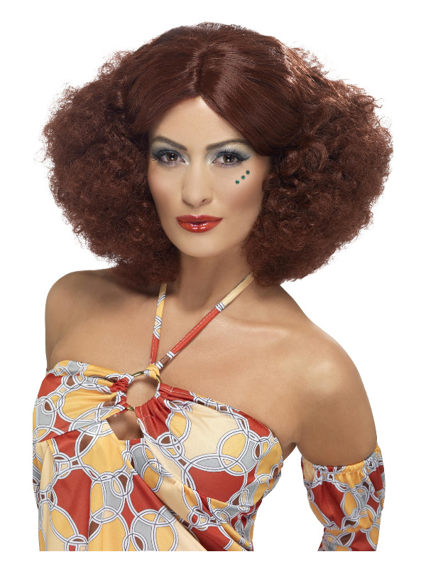 70s Afro Wig, Auburn, with Middle Parting