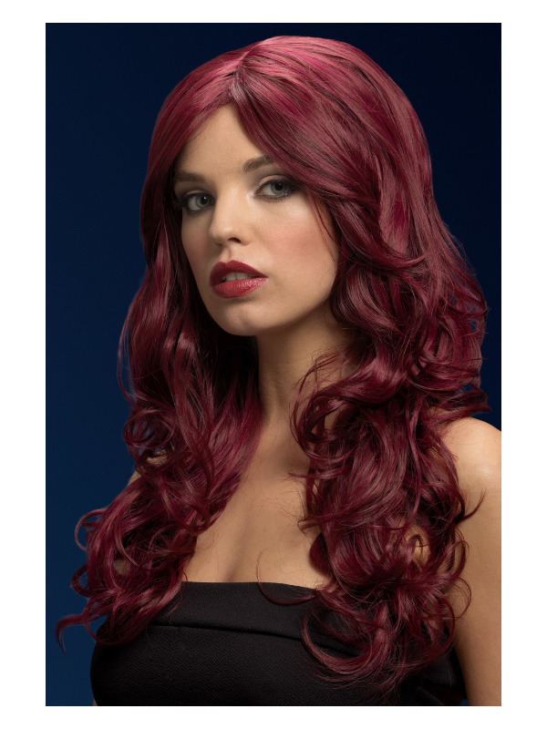 Fever Nicole Wig, Red Cherry, Soft Wave with Side Parting, 26inch/66cm