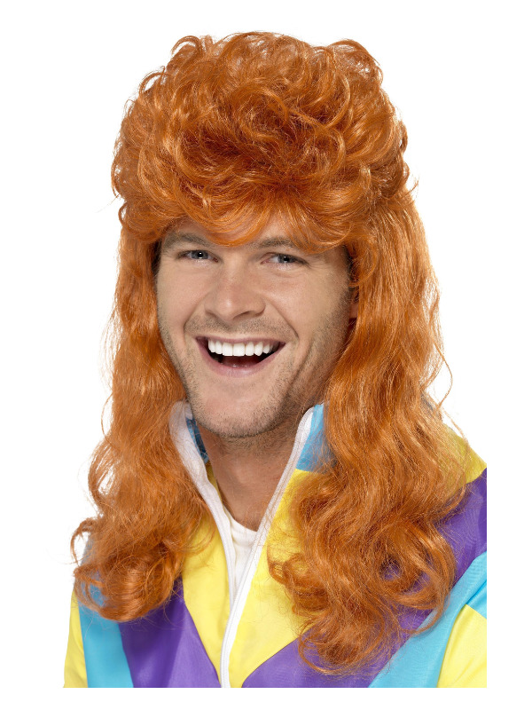 80s Super Mullet Wig, Ginger