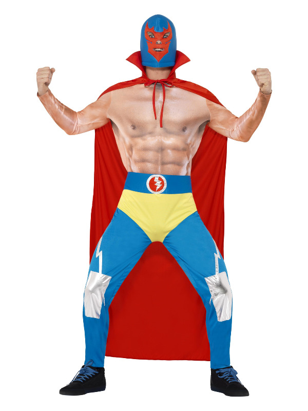 Mexican Wrestler Costume, Red & Blue