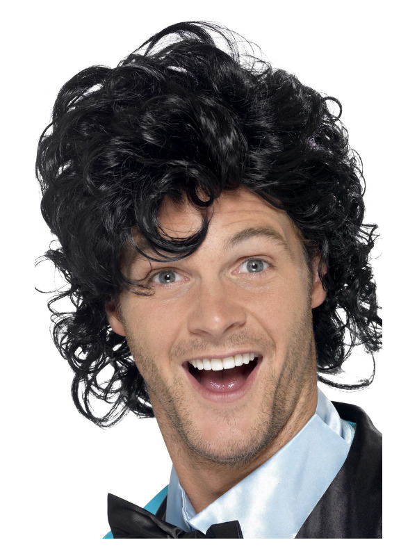 80s Prom King Perm Wig, Black