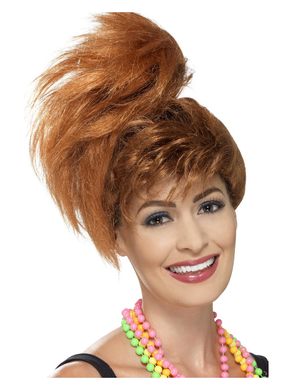 80s Side Ponytail Wig with Fringe, Auburn